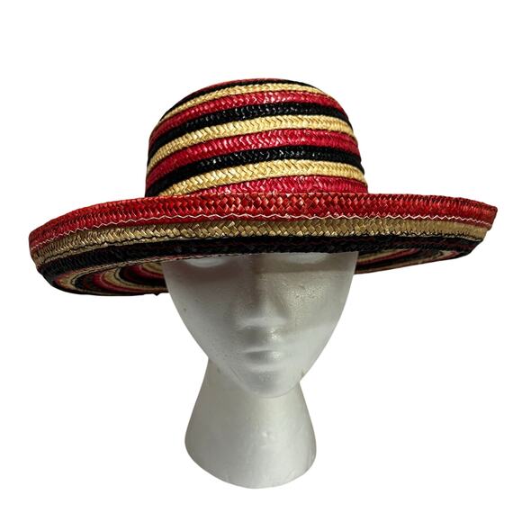 Banash of Boston multicolor striped straw hat sunhat beachy preppy casual resort main image 6